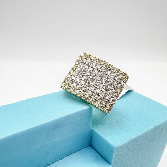 925 Sterling Sliver Moissanite Designer Rectangle Ring, 3.981ctw VVS Stones Hip - Picture 6 of 7